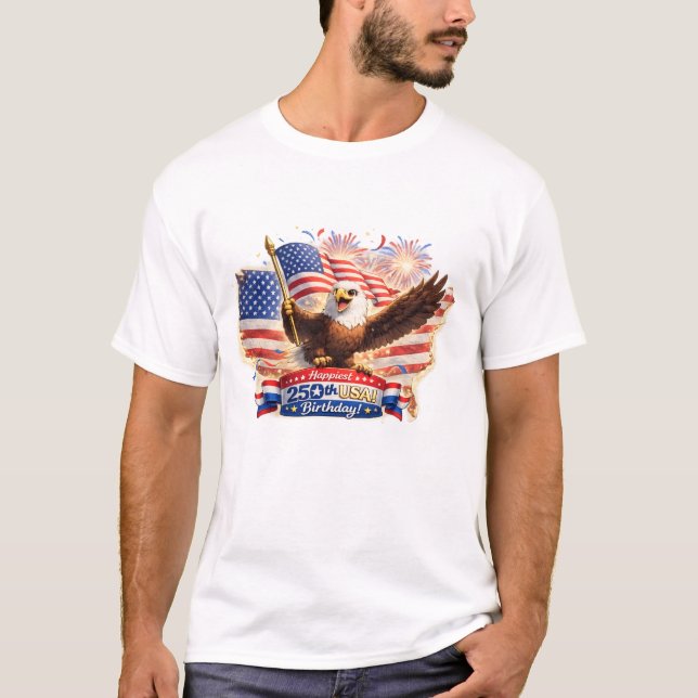 Camiseta dad Tshirt Blessed  Happy 250th Birthday USA! (Frente)