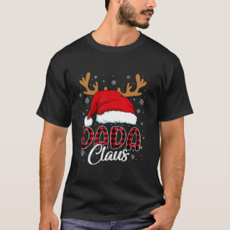 Camiseta Dada Claus Santa Hat Reindeer Xadrez Vermelha Corr