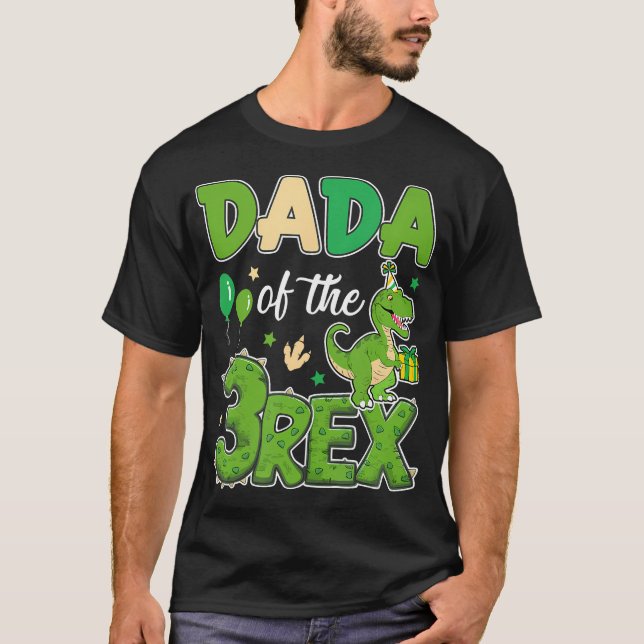 Camiseta Dada Da Família Rex Birthday Dinosaur (Frente)