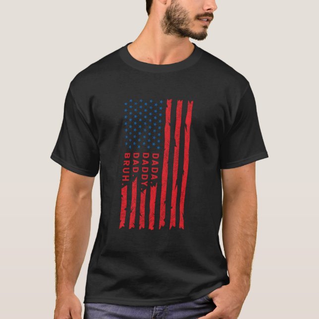 Camiseta Dada Pai Pai Bruh Dia Dos Pais Bandeira Dos Eua 4  (Frente)