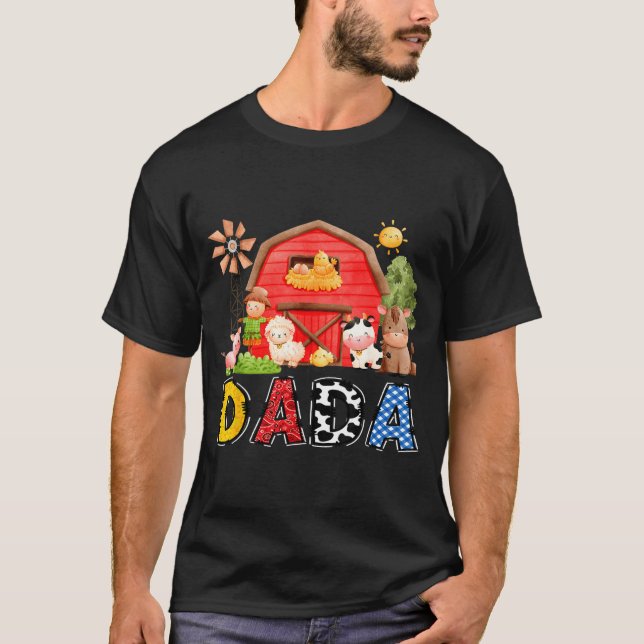 Camiseta Dada Red Farm Cow Birthday Boy Matching Family Par (Frente)