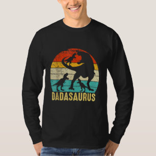 Camiseta Dada Saurus Rex Dada Dinossaur 3 Três Crianças Pai