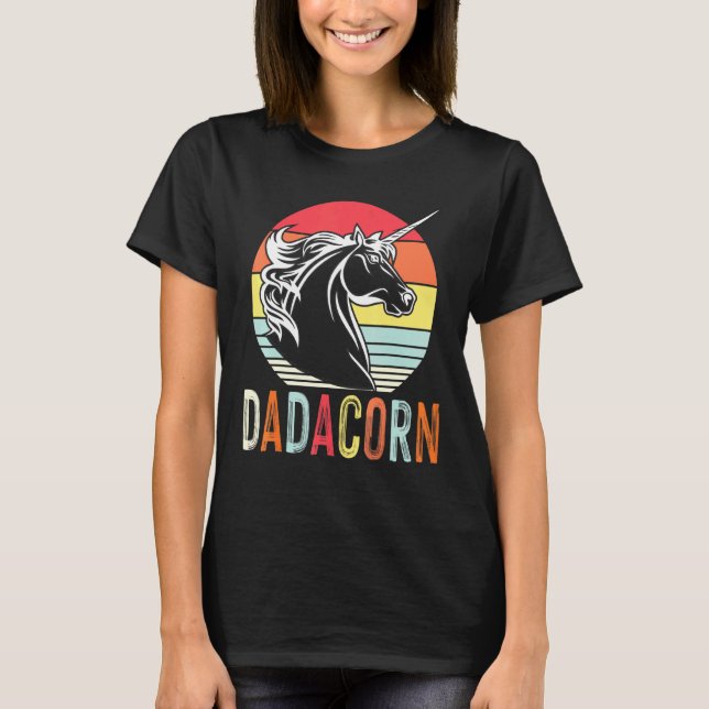 Camiseta Dadacorn - Família Magical Rainbow Unicorn Horse - (Frente)