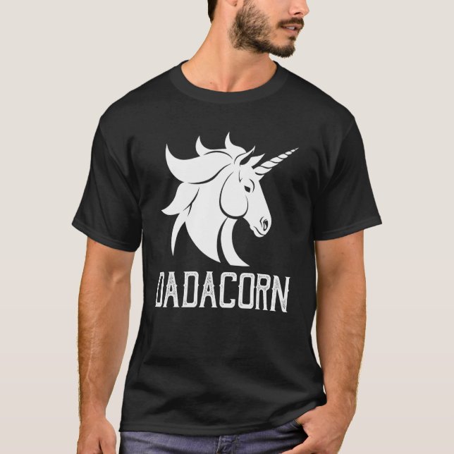 Camiseta Dadacorn - Família Magical Rainbow Unicorn Horse - (Frente)