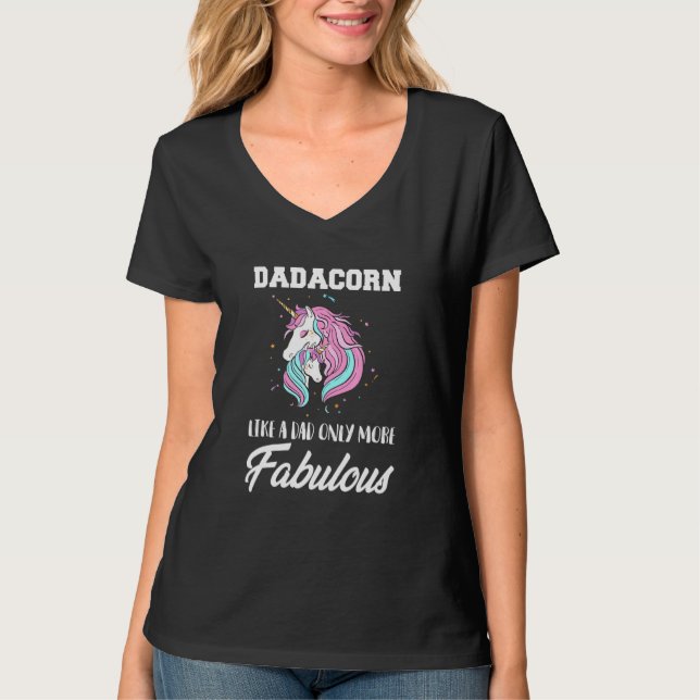 Camiseta Dadacorn - Família Magical Rainbow Unicorn Horse - (Frente)