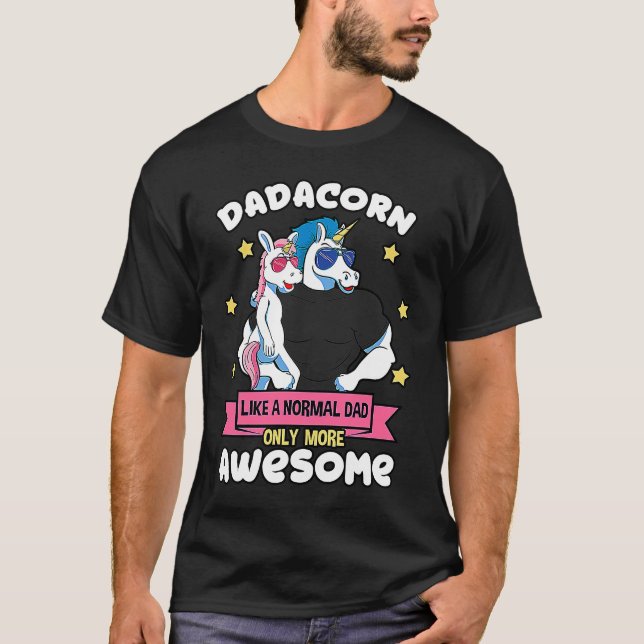 Camiseta Dadacorn Father Unicorn Daughter Daddy Muscles Sun (Frente)
