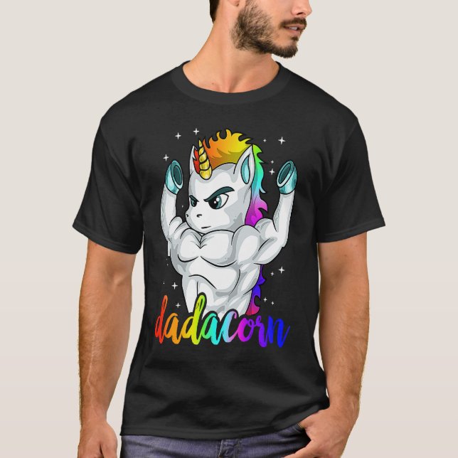 Camiseta Dadacorn Unicorn Daddy Muscle Unique Family Christ (Frente)