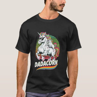 Camiseta Dadacorn Unicórnio Mágico Pai Arco-íris Diversão