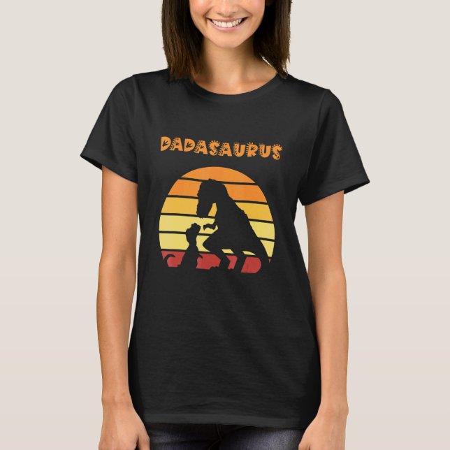 Camiseta Dadasaurus Pai Trex Pai T-Rex Dinossauro Retro Su (Frente)