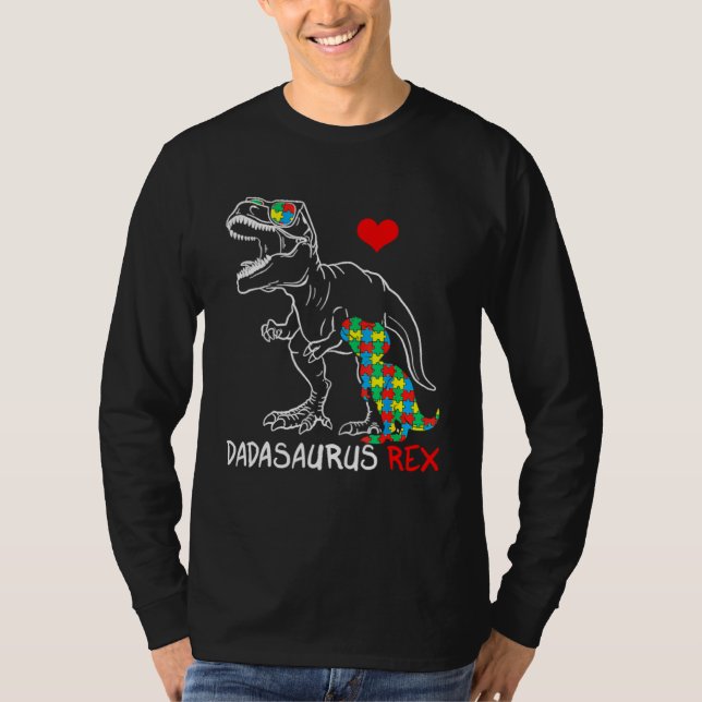 Camiseta Dadasaurus Rex Autism Awareness Jigsaw Puzzle Prou (Frente)
