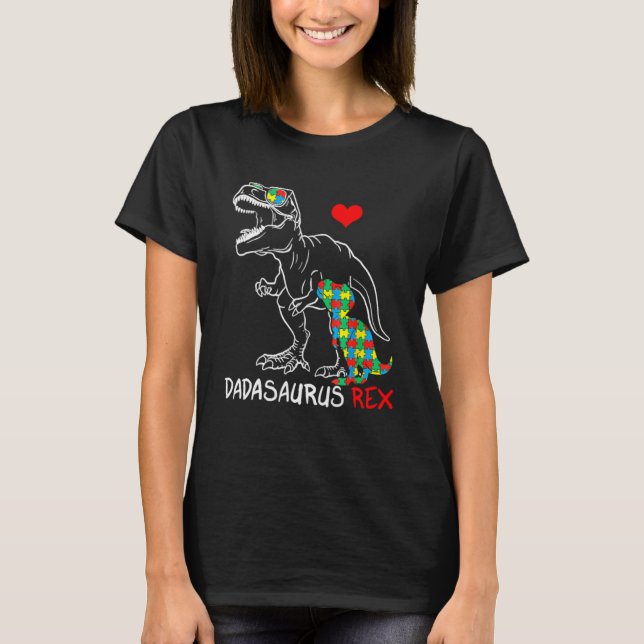 Camiseta Dadasaurus Rex Autismo Sensibilização Jigsen Quebr (Frente)