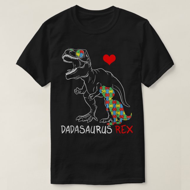 Camiseta Dadasaurus Rex Autismo Sensibilização Orgulhosa Pa (Frente do Design)