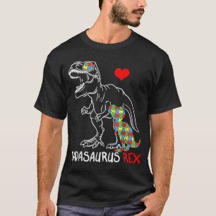 Camiseta Dadasaurus T Rex Autismo Consciência Jigsera Quebr