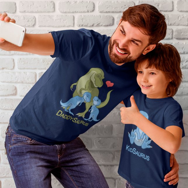 Camiseta DaddSaurus T-Rex & Twin Baby Boy Dinosaurs T-Shirt (Criador carregado)