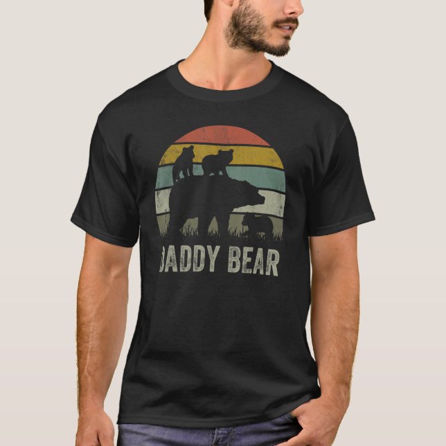 Camiseta Daddy Bear  Dad Matching Family Cub 3 Kids Father' (Frente)