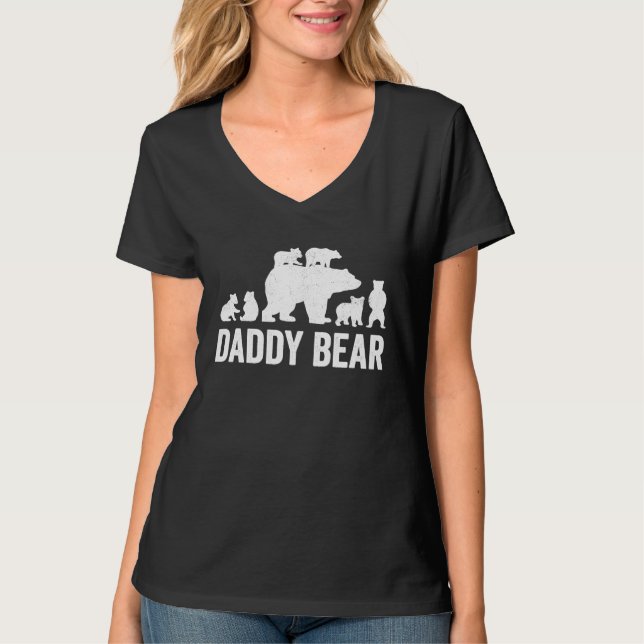 Camiseta Daddy Bear Fathers Day  Funny Six Cub Kids Dad (Frente)