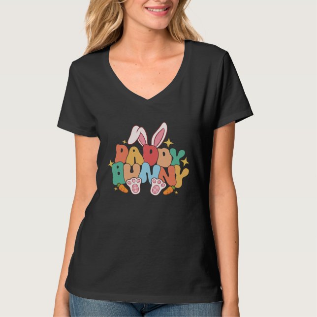 Camiseta Daddy Bunny Ears Pink Buffalo Plaid Love Father s  (Frente)