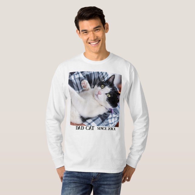 Camiseta Daddy cat since Photo cute cat (Frente Completa)