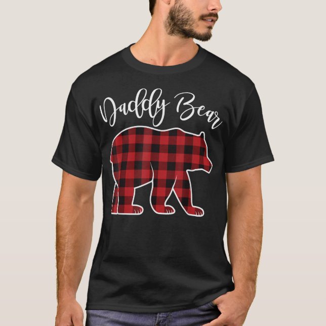 Camiseta Daddy Dad Bear Pajama Red Buffalo Xmas Family Chri (Frente)