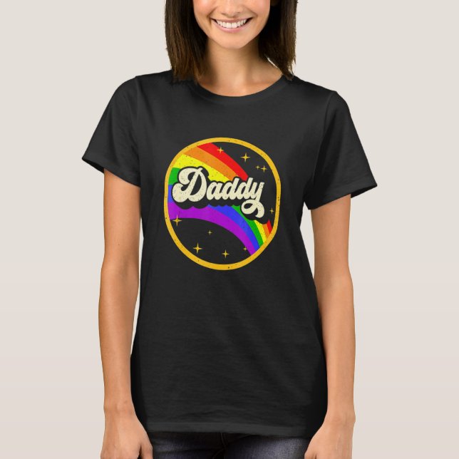 Camiseta Daddy Gay Pride Month LGBTQ Fathers Day Rainbow Fl (Frente)