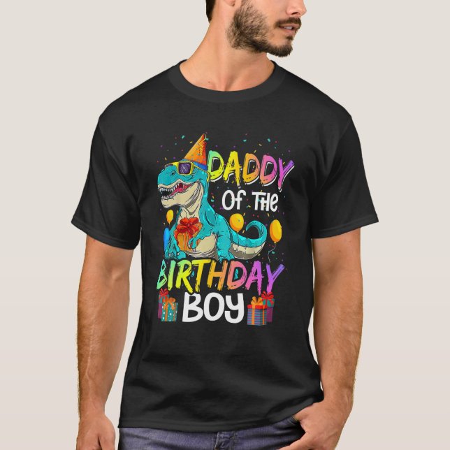 Camiseta Daddy Of The Birthday Boy Matching Family Dinosaur (Frente)