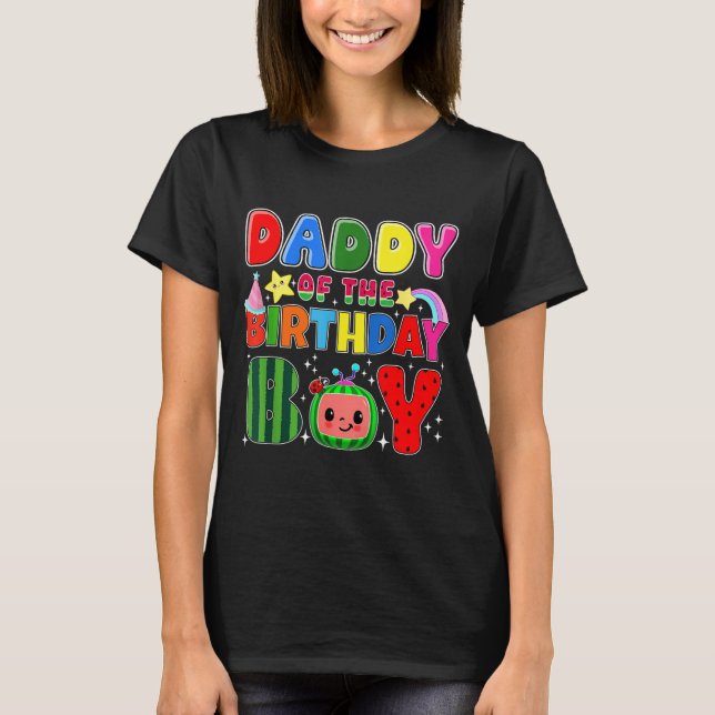 Camiseta Daddy Of The Birthday Boy Melon Family Matching Fu (Frente)