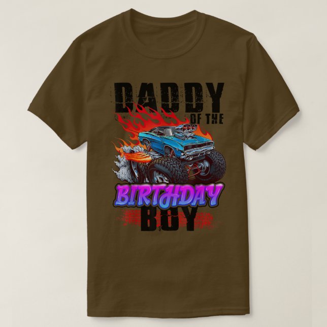Camiseta Daddy Of The Birthday Boy Monster Truck Blaze Car  (Frente do Design)