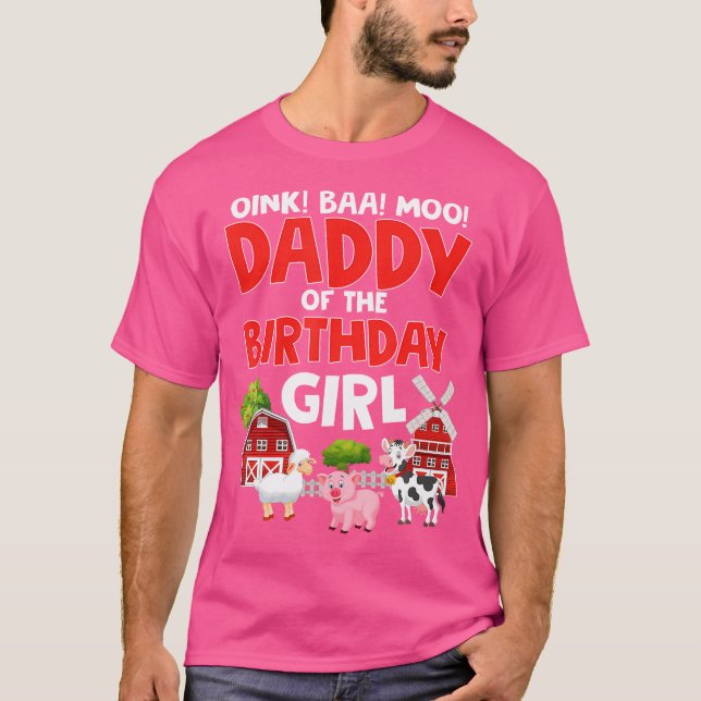 Camiseta Daddy Of The Birthday Girl Farm Animals Tractor Pa (Frente)