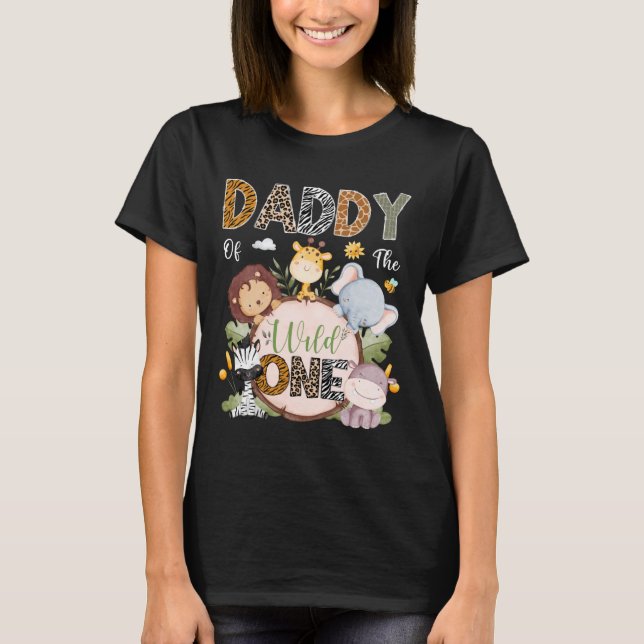 Camiseta Daddy of The Wild One 1St Birthday Safari Jungle A (Frente)