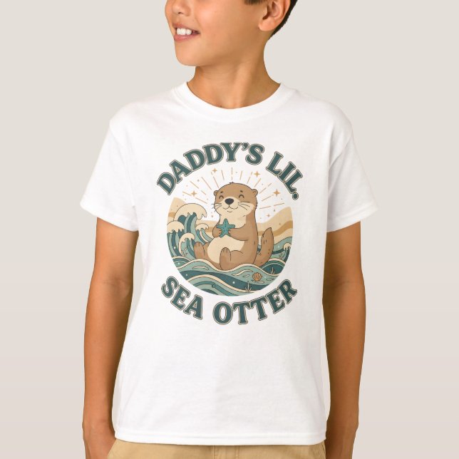 Camiseta Daddy’s Lil’ Sea Otter Cute Ocean Animal (Frente)