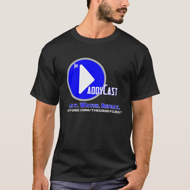 Camiseta DaddyCast - design escuro do t-shirt (Frente)