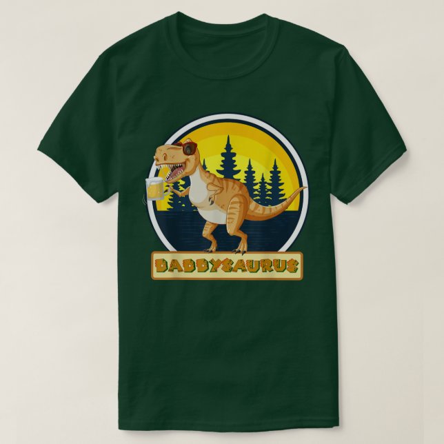 Camiseta Daddysaurus Beer & Sunglass TRe Funny Gift Fathe (Frente do Design)
