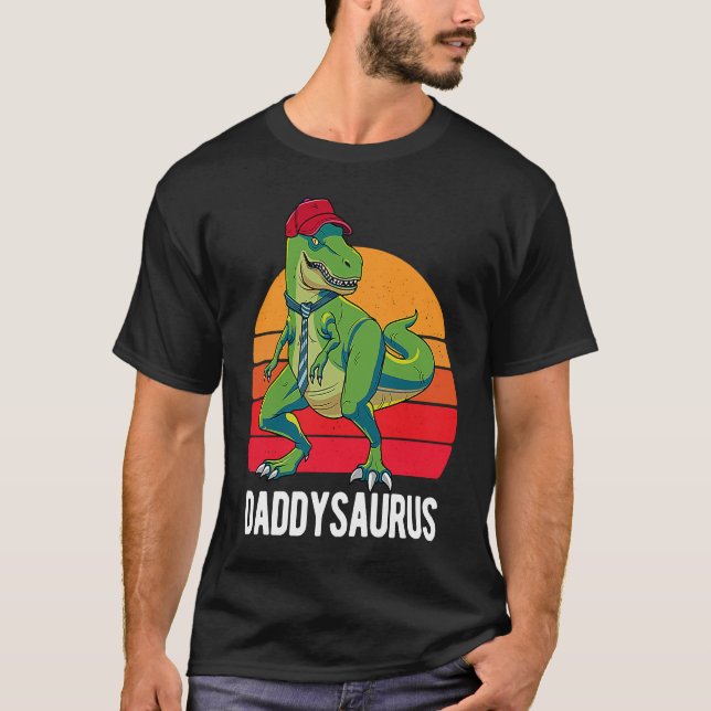 Camiseta Daddysaurus Dia de os pais Rex Pai Surus Men (Frente)