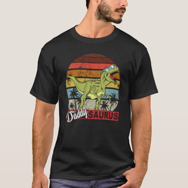 Camiseta Daddysaurus Rex Dinossaur Pai Saurus Birthday Vin (Frente)
