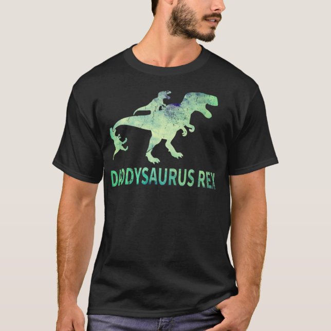 Camiseta Daddysaurus T Rex Dinosaur Daddy Saurus Dad 2 Two  (Frente)