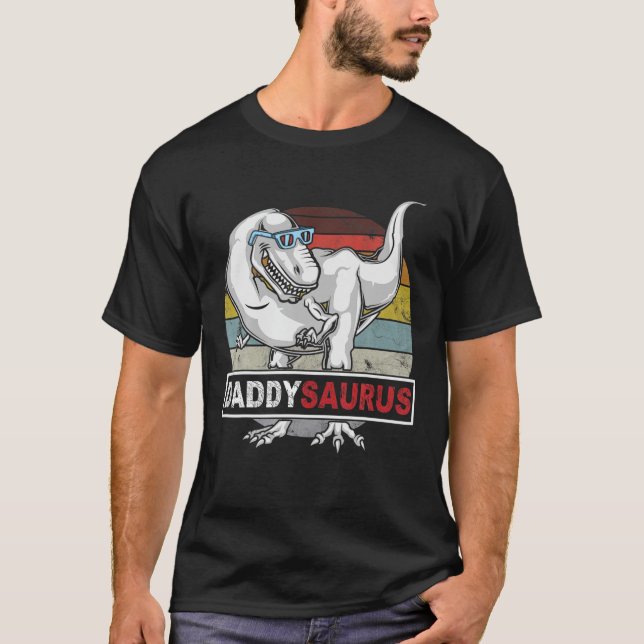 Camiseta DADDYSAURUS T Rex Dinossaur Pai Saurus Birthday V (Frente)