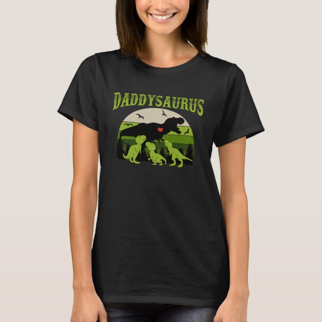 Camiseta Daddysaurus with 3 Dino Kid for Father s Day (Frente)
