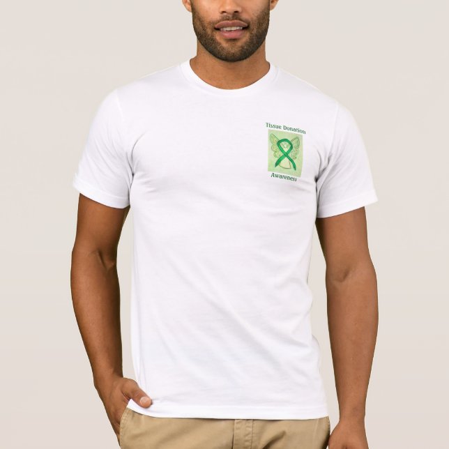 Camiseta Dádiva Tecida Consciencialização Fita Verde Teia d (Frente)
