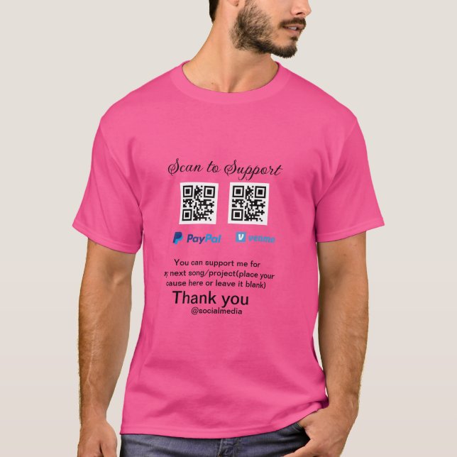 Camiseta Dádiva virtual jar q r código doação de moeda PayP (Frente)