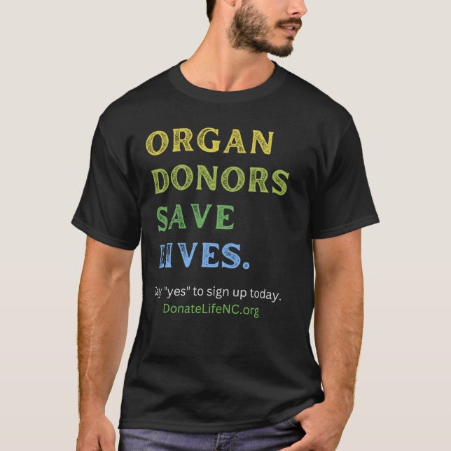 CAMISETA DADORES DE ÓRGÃOS SALVAM VIDAS — PRETO (Frente)