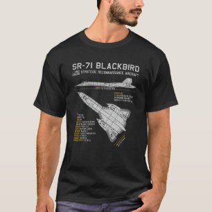 Camiseta Dados sobre o plano de voo da aeronave Blackbird S