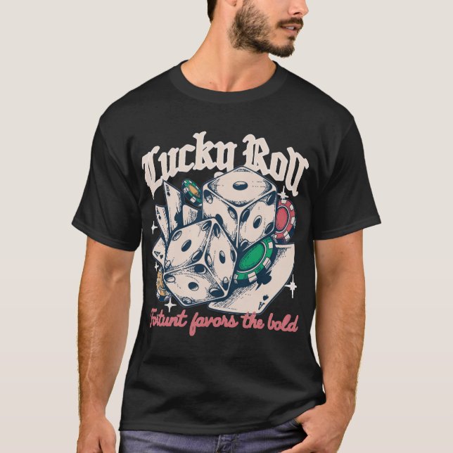 Camiseta Dados Sortudos e Fichas de Pôquer (Frente)