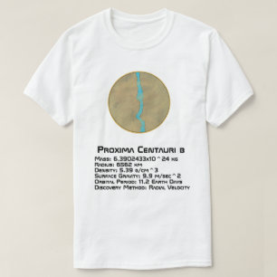 Camiseta Dados técnicos do Proxima Centauri b