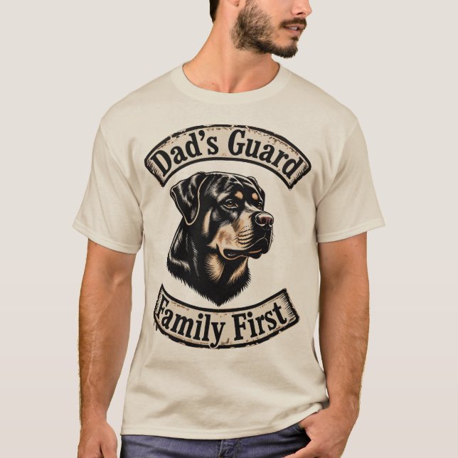 Camiseta Dad's Guard, Family First-Rottweiler (Frente)