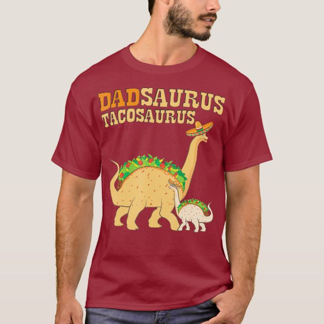 Camiseta Dadsaurus Tacosaurus Pai Taco Lover Dinossaur (Frente)
