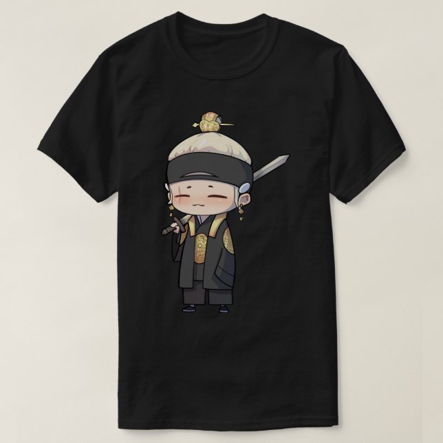 Camiseta Daechwita - Adesivo de arte em chibi AGUST D-2 (Frente do Design)