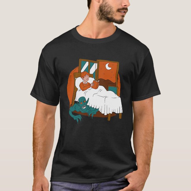 Camiseta Daemon se escondendo debaixo da cama de uma crianç (Frente)