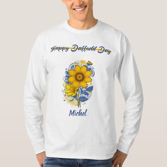 Camiseta Daffodil Day - Daffodil Cancer Awarting Flower (Frente)