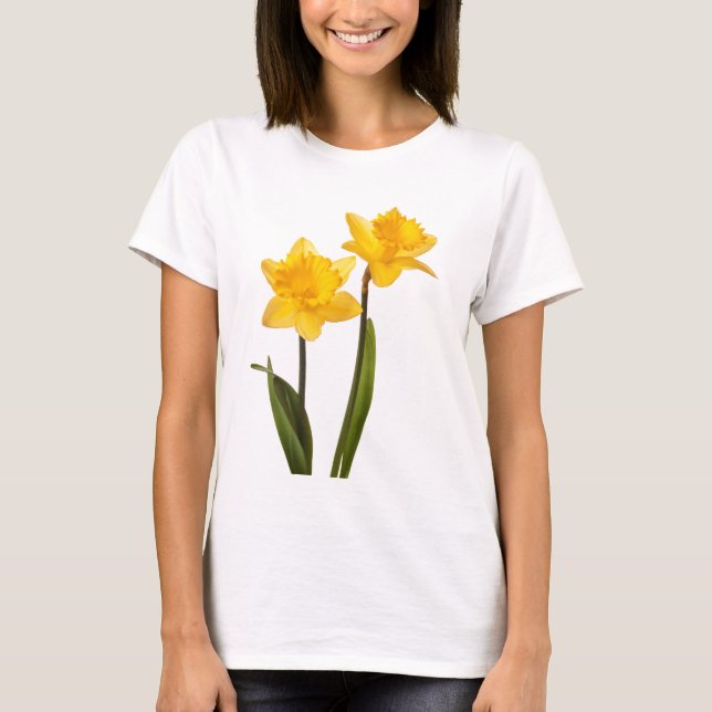 Camiseta Daffodils amarelos do primavera no branco (Frente)