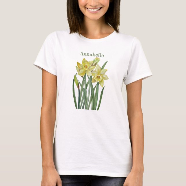Camiseta Daffodils De Aquarela Ilustração De Retrato De Flo (Frente)